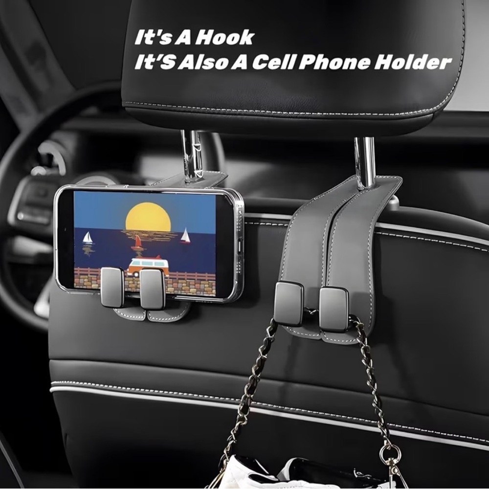 Car Seat Back Double Suede Hook, Bracket Hooks, Hidden Bag Hooks. Qty 2